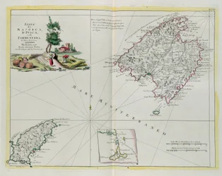 Les îles de Majorque, Ivica et Formentera, gravure de G. Zuliani tirée du Tome I du "Nouvel Atlas" publié à Venise en 1778 par Antonio Zatta, Collection privée