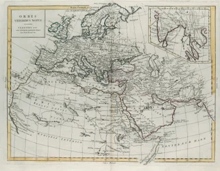 Monde connu des Anciens, gravure de G. Zuliani tirée du Tome IV du Nouvel Atlas publié à Venise en 1785 par Antonio Zatta, Collection Privée