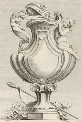 Conception pour un vase avec un faune et une nymphe, du Livre de Vases, planche 1, 1742-50