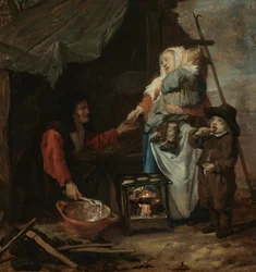 Une vieille femme qui vend des crêpes