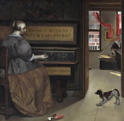 Dame au clavecin, vers 1665 (huile sur toile)