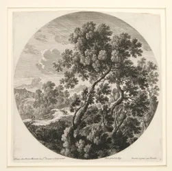 Paysage avec deux voyageurs et un château; et Berger, moutons et bovins dans un paysage, d