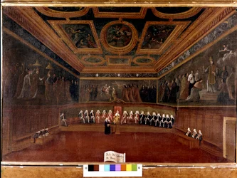 Conseil des Dix au palais des Doges au XVIIIe siècle - Sala del Consiglio dei Dieci, 1725 - La salle du Conseil des Dix, palais des Doges, Venise (XVIIIe siècle) - Le doge et le Conseil des Dix. Musée Correr, Venise