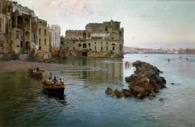 Le rivage à Naples. Peinture de Gaetano Esposito (1858-1911)