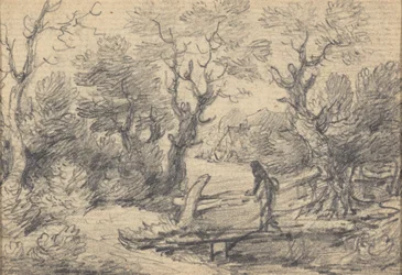 Paysage avec figure sur une passerelle