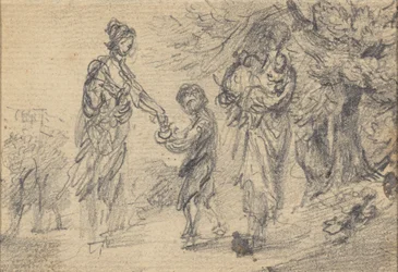 Paysage avec deux femmes et un enfant