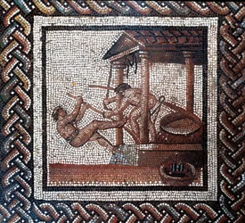 Un pressoir à huile. (mosaïque, fin IIe, début IIIe siècle)