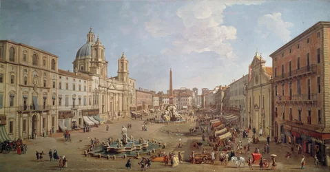 Vue de la Piazza Navona, peinture de Gaspar van Wittel ou Gaspare Vanvitelli (1652 ou 1653-1736), Italie