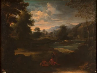 Dughet - Paysage avec trois personnages, 1648 - 1650