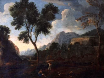 Chasseurs dans une vallée, par Gaspard Dughet (1615-1675)