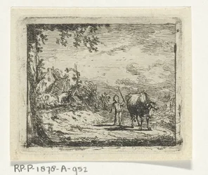 Paysage avec putto et vache