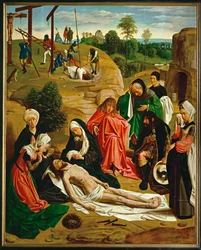 Lamentation, Golgatha en arrière-plan (peinture sur bois de chêne)