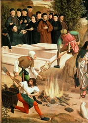 Le sort des ossements de Jean-Baptiste (peinture sur bois de chêne)