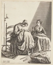 Deux femmes cousant