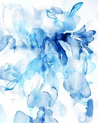 Fleurs aquarellées bleues