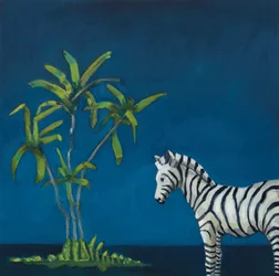 Zèbre avec palmier, 2019 (huile sur toile)