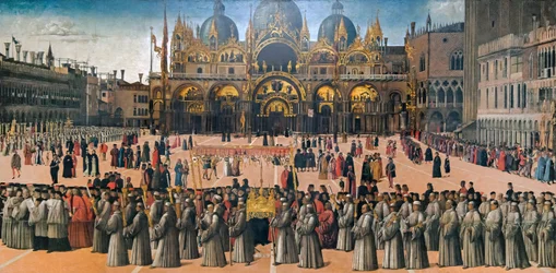Procession sur la place Saint-Marc à Venise, 1496