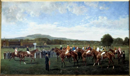 Départ à Longchamp donné par le baron Foy en 1877