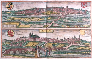 Eschwege et Fritzlar, Allemagne - dans "Civitates Orbis Terrarum" de Georg Braun, Cologne 1617