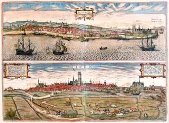 Helsingor (Helsimor - Hamlet), Danemark - dans "Civitates Orbis Terrarum" par Georg Braun, Cologne 1617