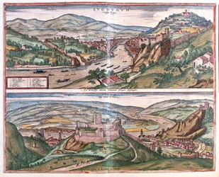 Lyon - Vienne, France - dans "Civitates Orbis Terrarum" de Georg Braun, Cologne 1617