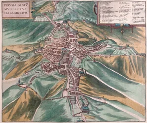 Pérouse, Italie - dans "Civitates Orbis Terrarum" de Georg Braun, Cologne 1617
