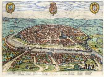 Plan et vue de Séville, 1579-1590