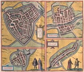 Sneek, Doccum, Sloten, Ijlst, Pays-Bas - dans "Civitates Orbis Terrarum" de Georg Braun, Cologne 1617