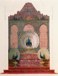 Conception pour le trône du paon du cloître mauresque dans le château royal de Louis II à Linderhof