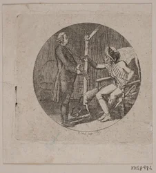 Vignette avec prêtre et vieil homme