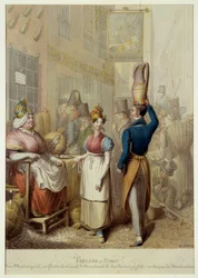 Tableau de Paris : rue Montorgueil et café-restaurant Le Rocher de Cancale