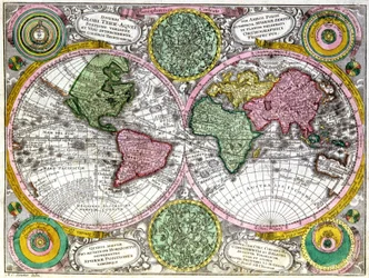 Carte du monde et planisphère céleste