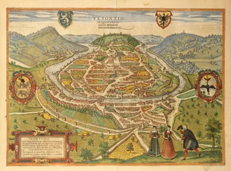 Carte de Besançon du Civitates Orbis Terrarum par Georg Braun
