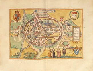 Carte de Canterbury du Civitates Orbis Terrarum par Georg Braun