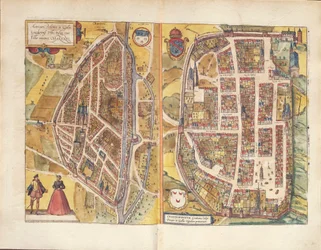 Carte de Châteaudun et Chartres, France, de Civitates Orbis Terrarum par Georg Braun