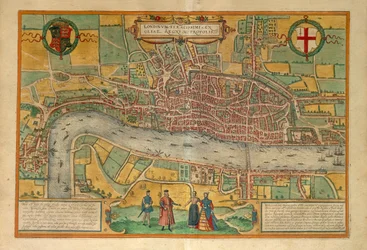 Carte de Londres de Civitates Orbis Terrarum par Georg Braun