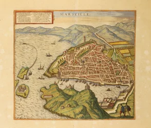 Carte de Marseille de Civitates Orbis Terrarum par Georg Braun