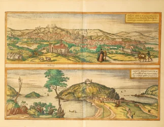Carte de Saint-Sébastien et Burgos du Civitates Orbis Terrarum par Georg Braun