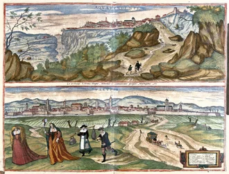 Acquapendente (province de Viterbe) et Trévise, Italie (gravure)