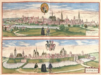 Nysa et Legnica (Lignica), Pologne (gravure)