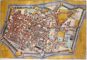 Plan de Lucques en 1585. Atlas de Braun & Hogenberg