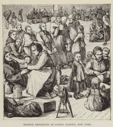 Émigrants mormons à Castle Garden, New York