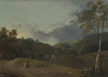 Paysage avec des paysans