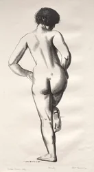 Étude de nu, jeune fille debout sur un pied