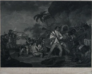 La mort du capitaine James Cook par les Indiens d