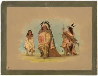 Un chef Sioux, sa fille et un guerrier