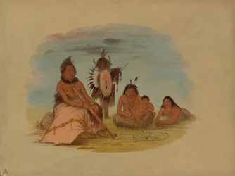 Un vieux chef Minatarree et sa famille, 1861-1869