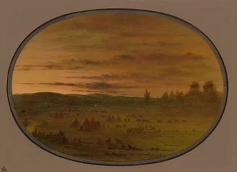Un campement indien au coucher du soleil, 1861-1869
