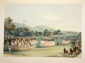 Danse des joueurs de balle, pub. 1845 lithographie en couleur