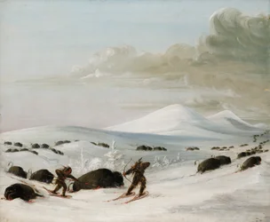 Buffalo Chase dans les congères, Indiens à la poursuite en raquettes